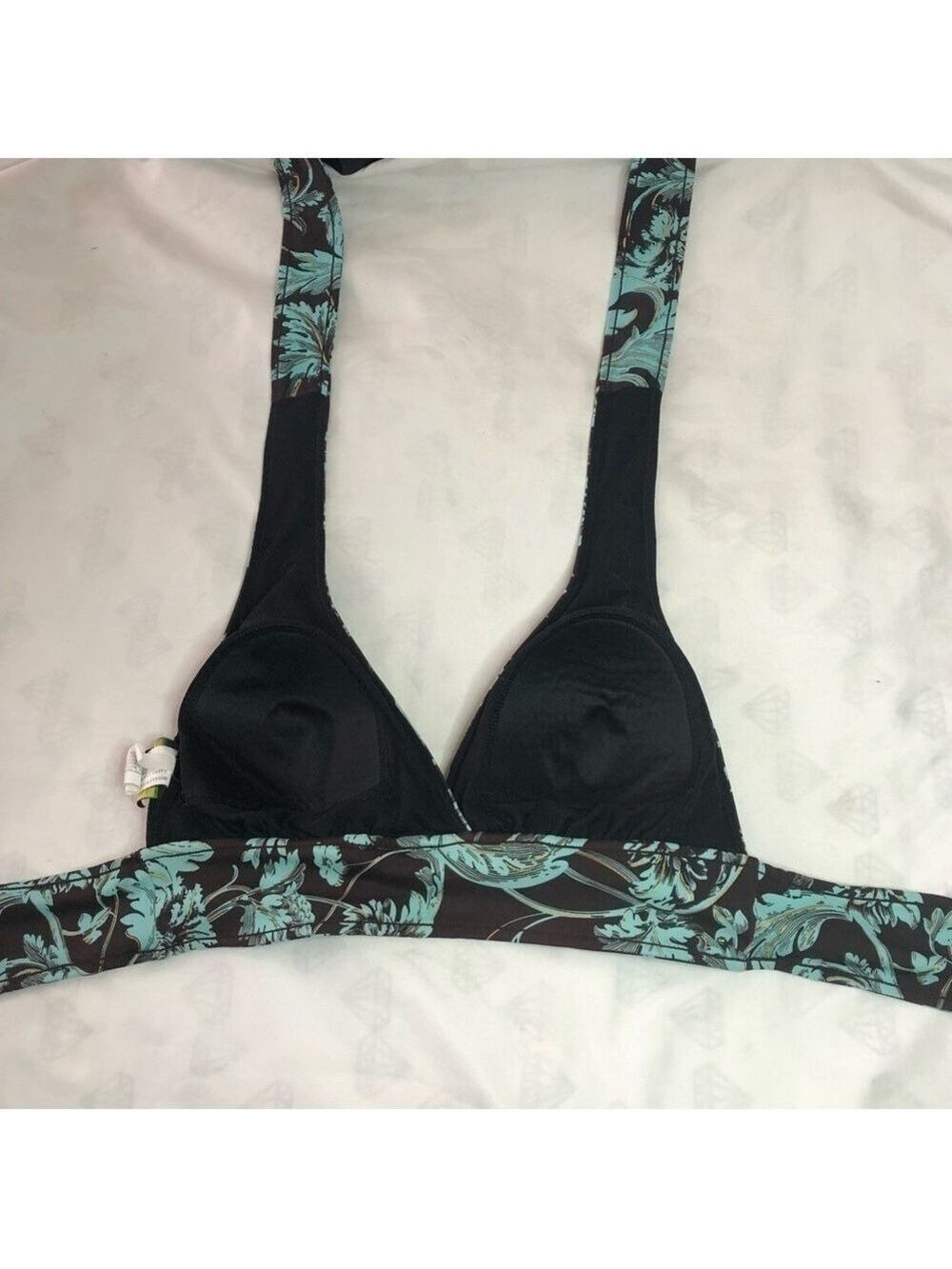 Bikini Bay Size 8 Brown/Teal/Gold Bikini Top - Picture 2 of 3